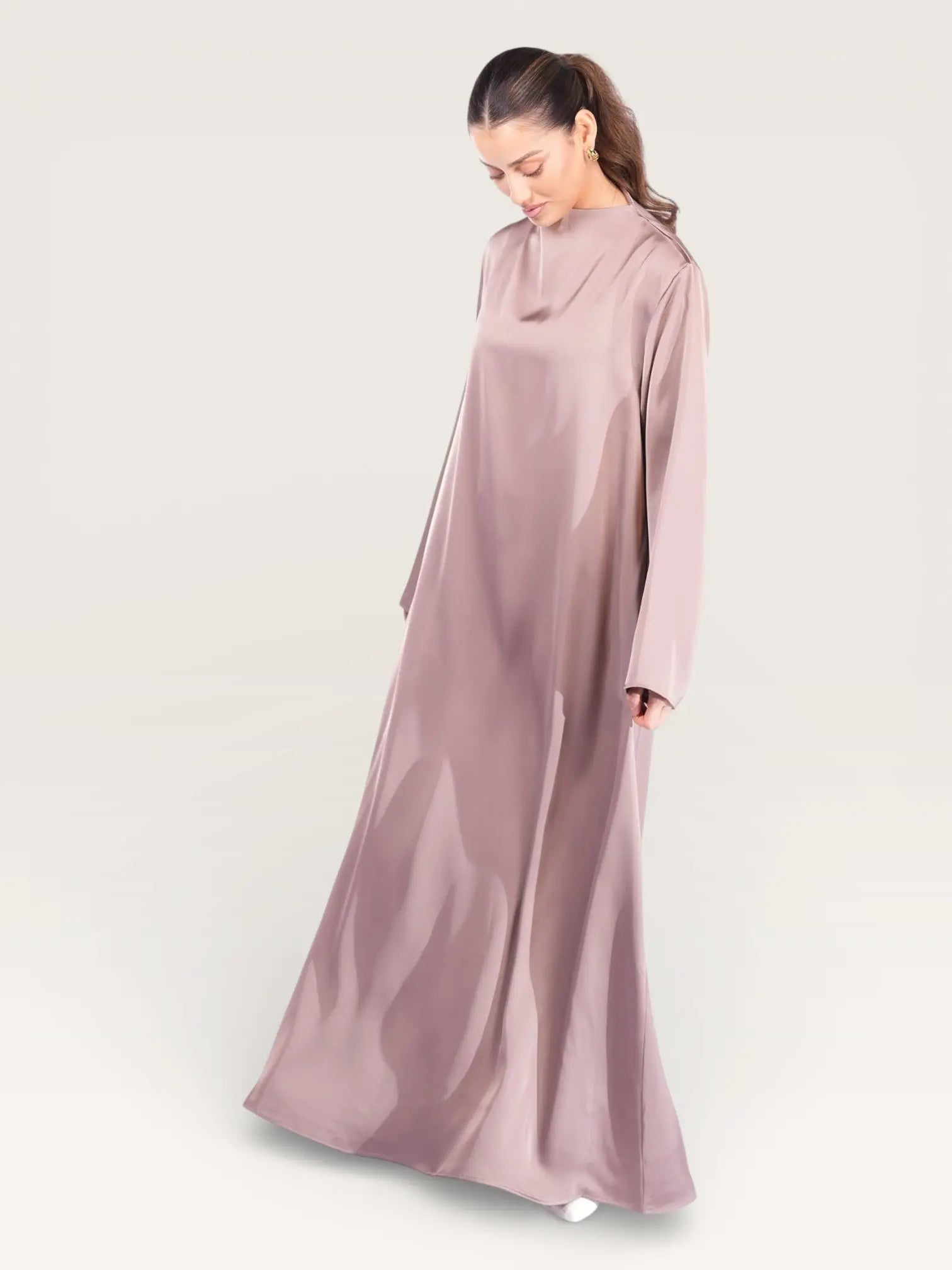 satin kimono abaya - rose taupe