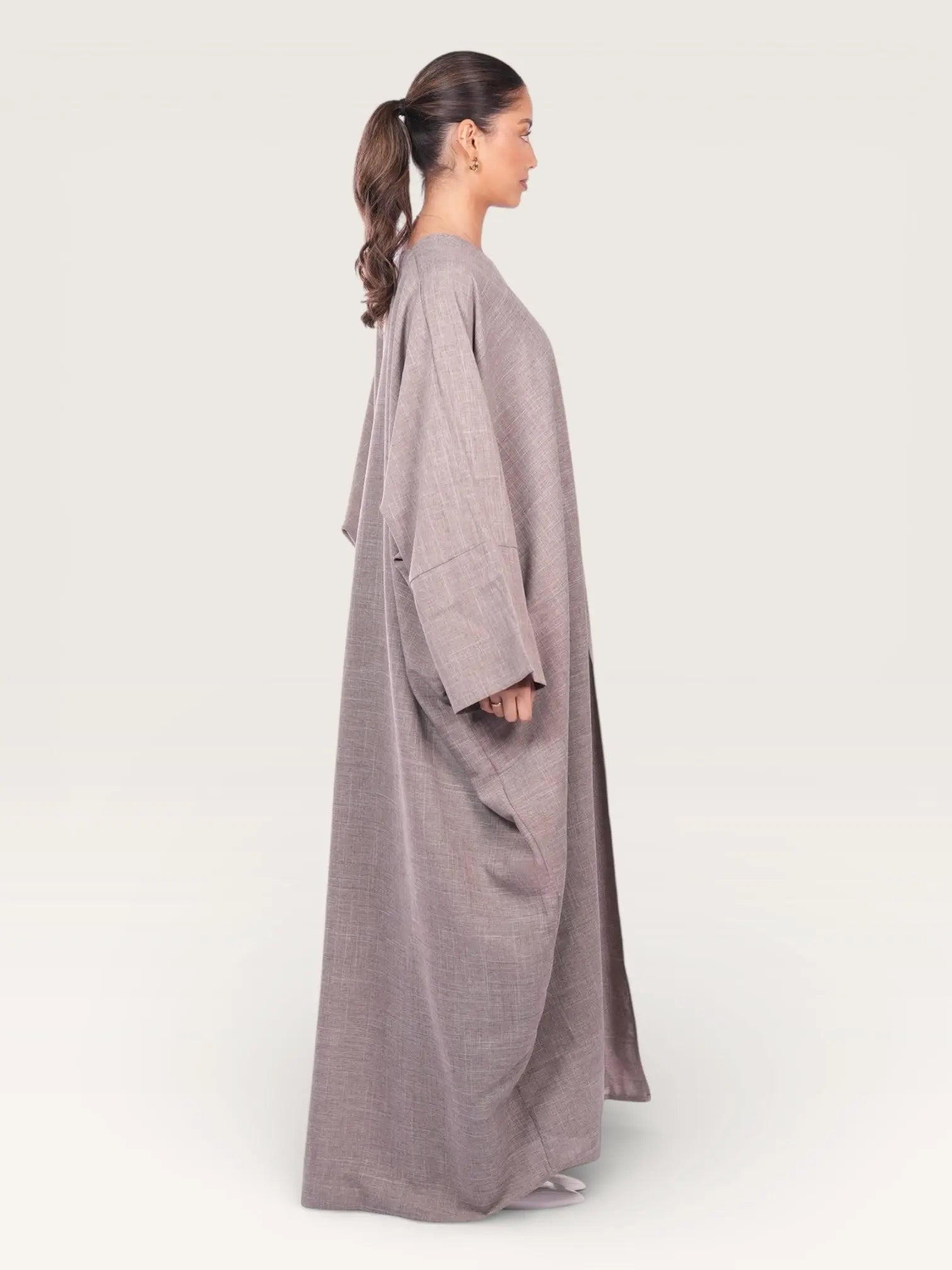 linen abaya - taupe