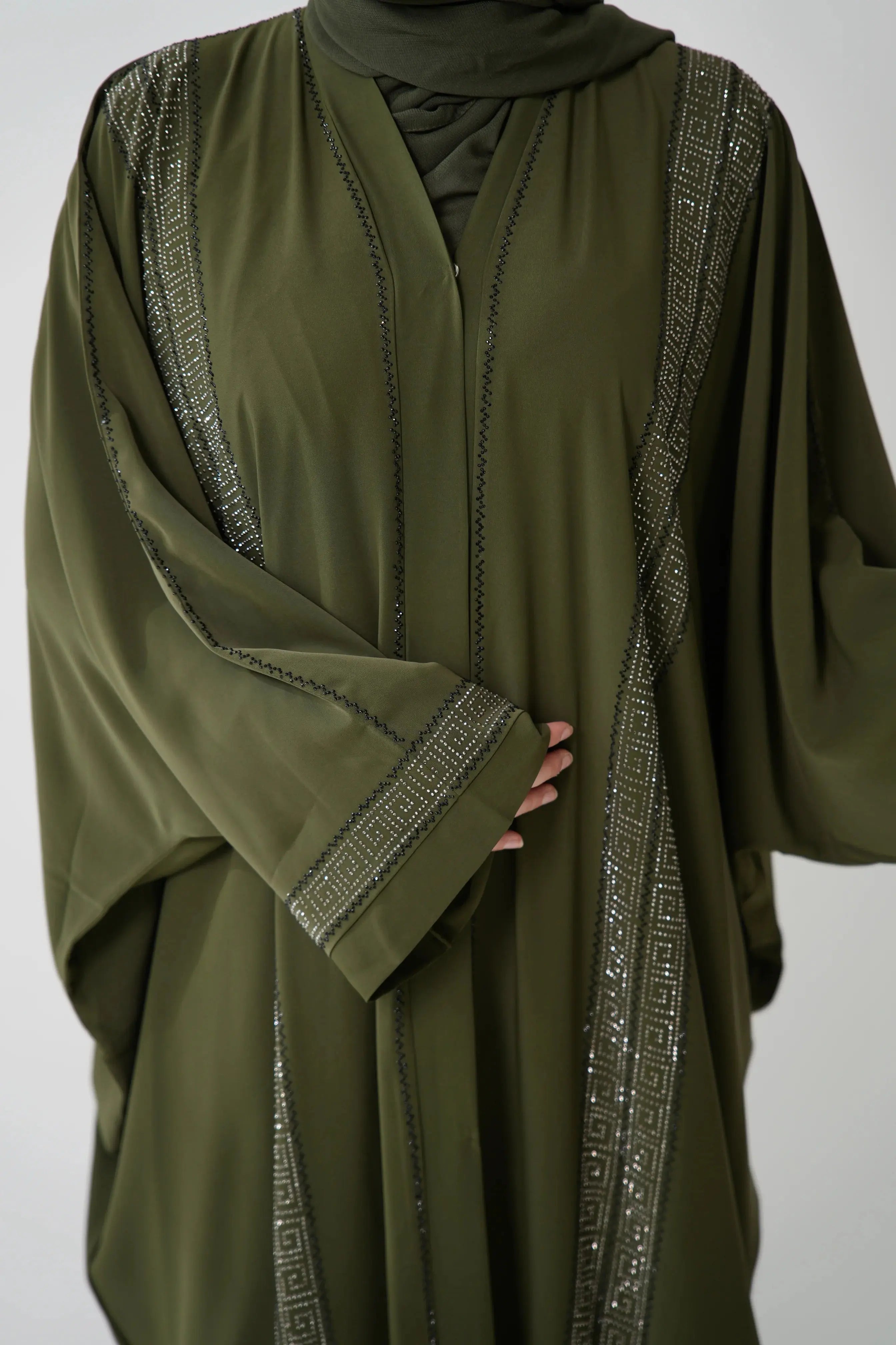 Emirate abaya - Khaki Green Losyana.Shop