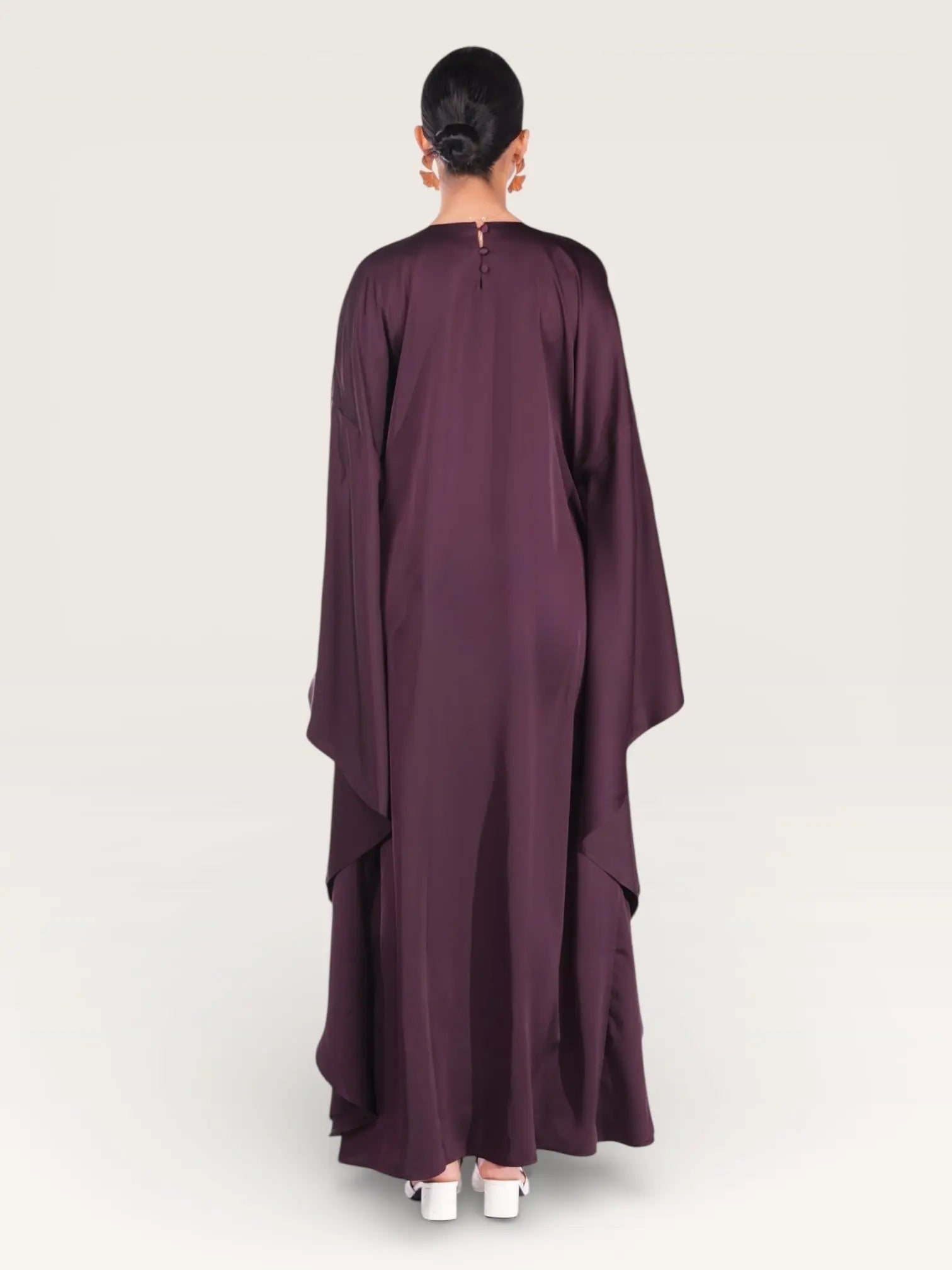 royal satin abaya - eggplant