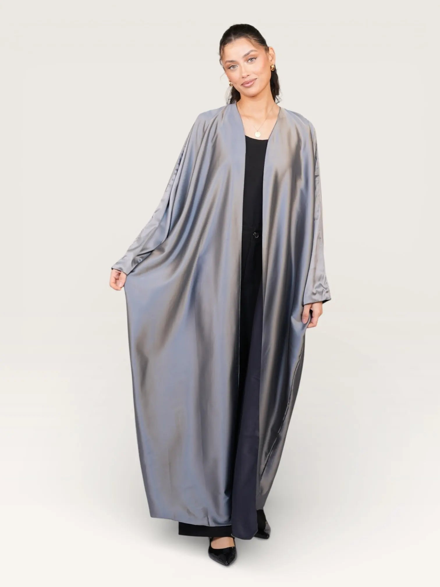 two way abaya - light grey / dark grey