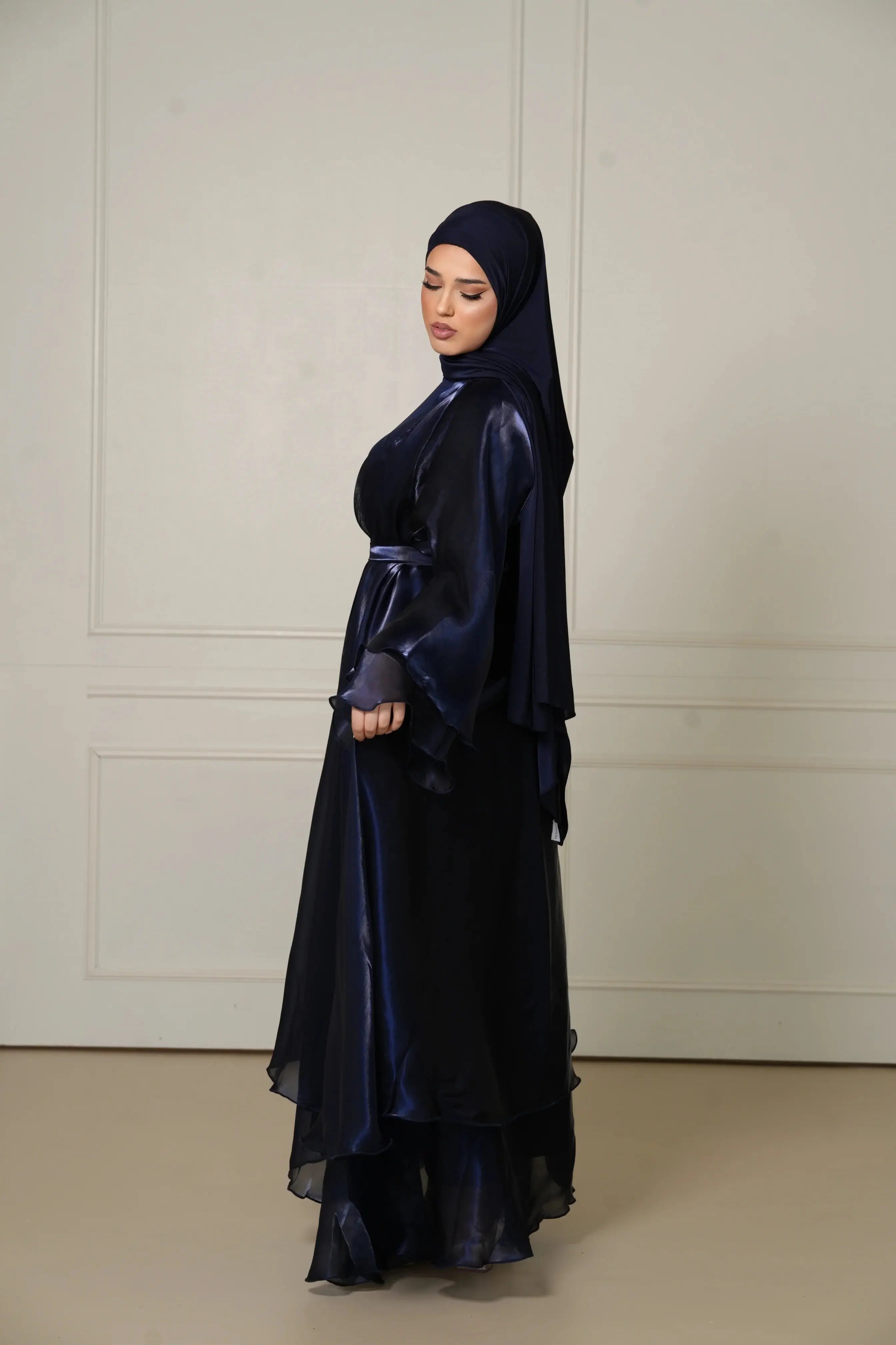 DXB Flower Abaya - Dark Blue Losyana.Shop