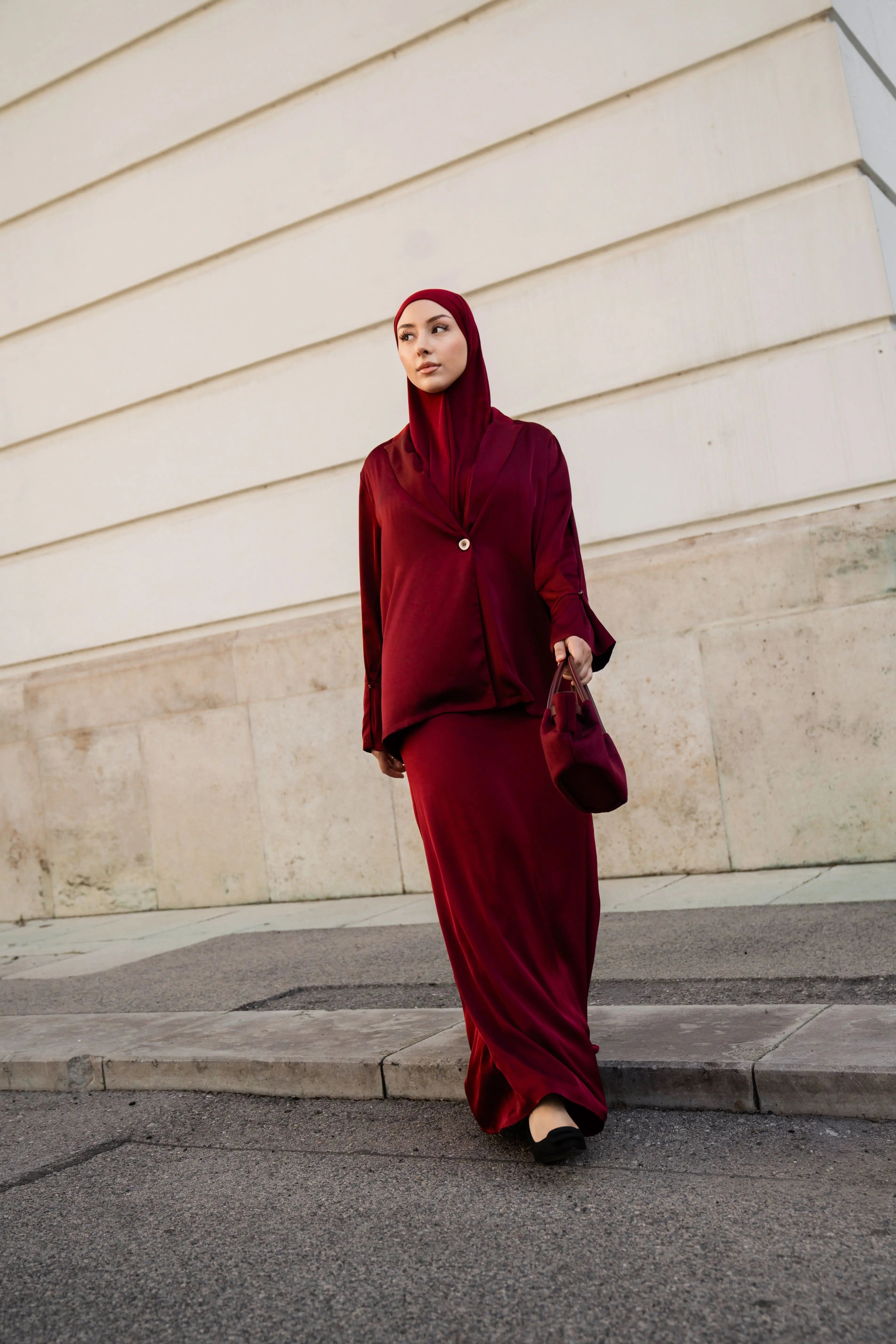 satin silk cardigan - bordeaux Losyana.Shop