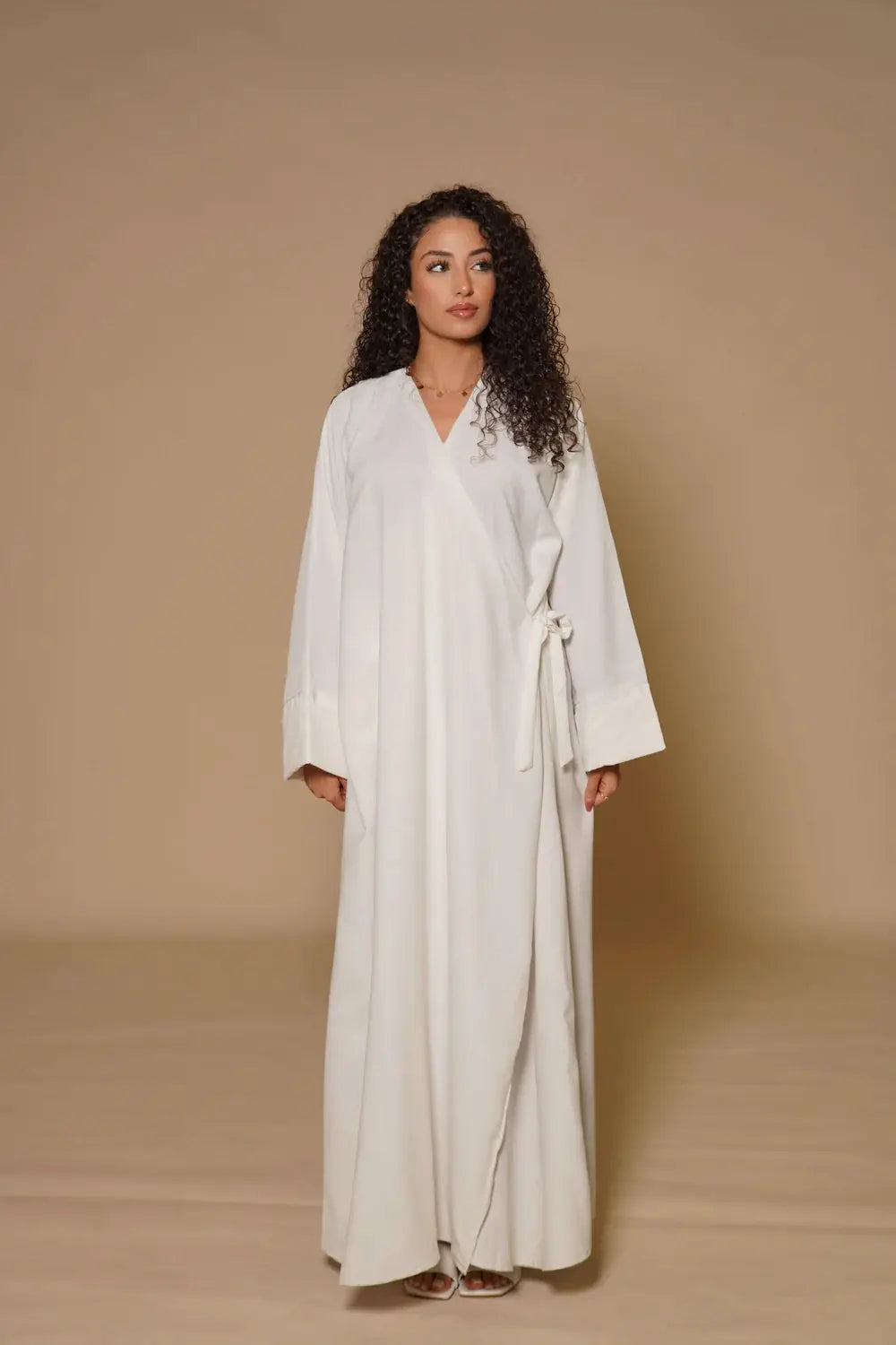 DXB Linen Abaya Cord - White Losyana.Shop