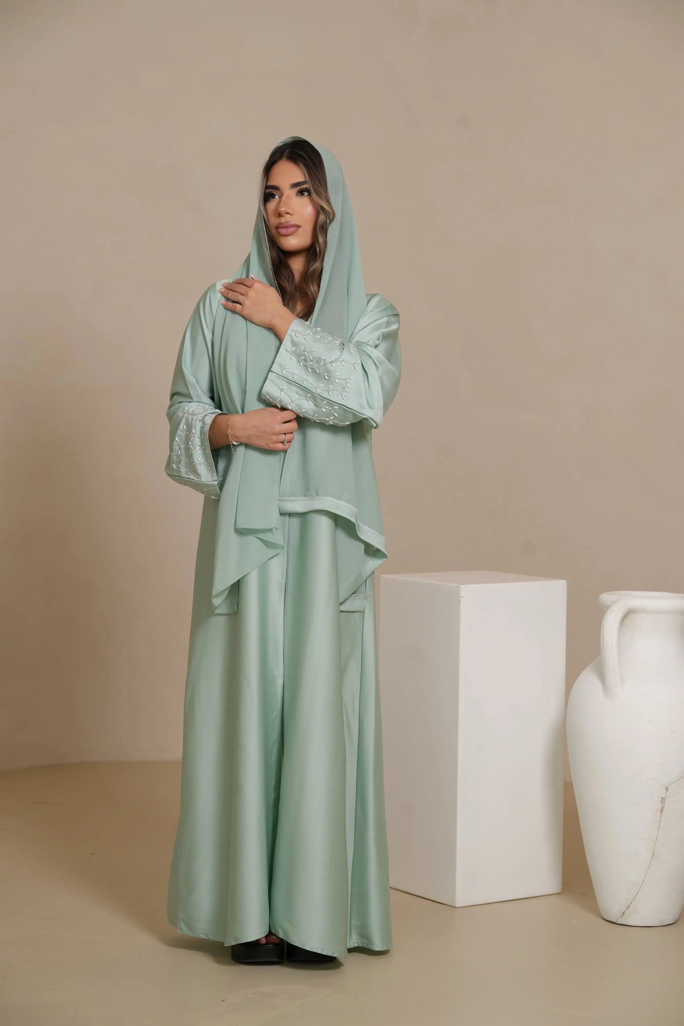 DXB Mira Abaya - mint Losyana.Shop