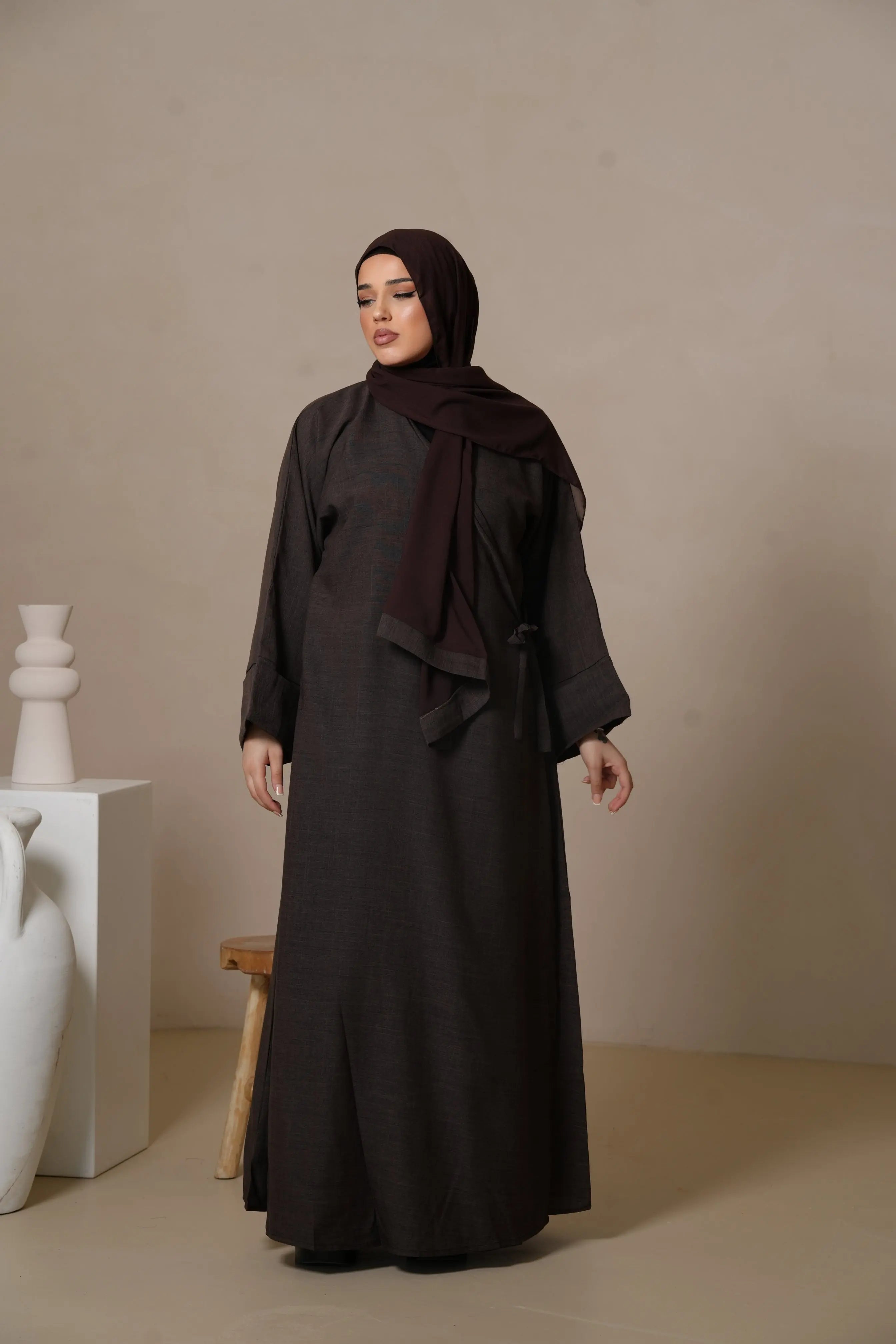DXB Linen Abaya Cord - Brown Sugar Losyana.Shop