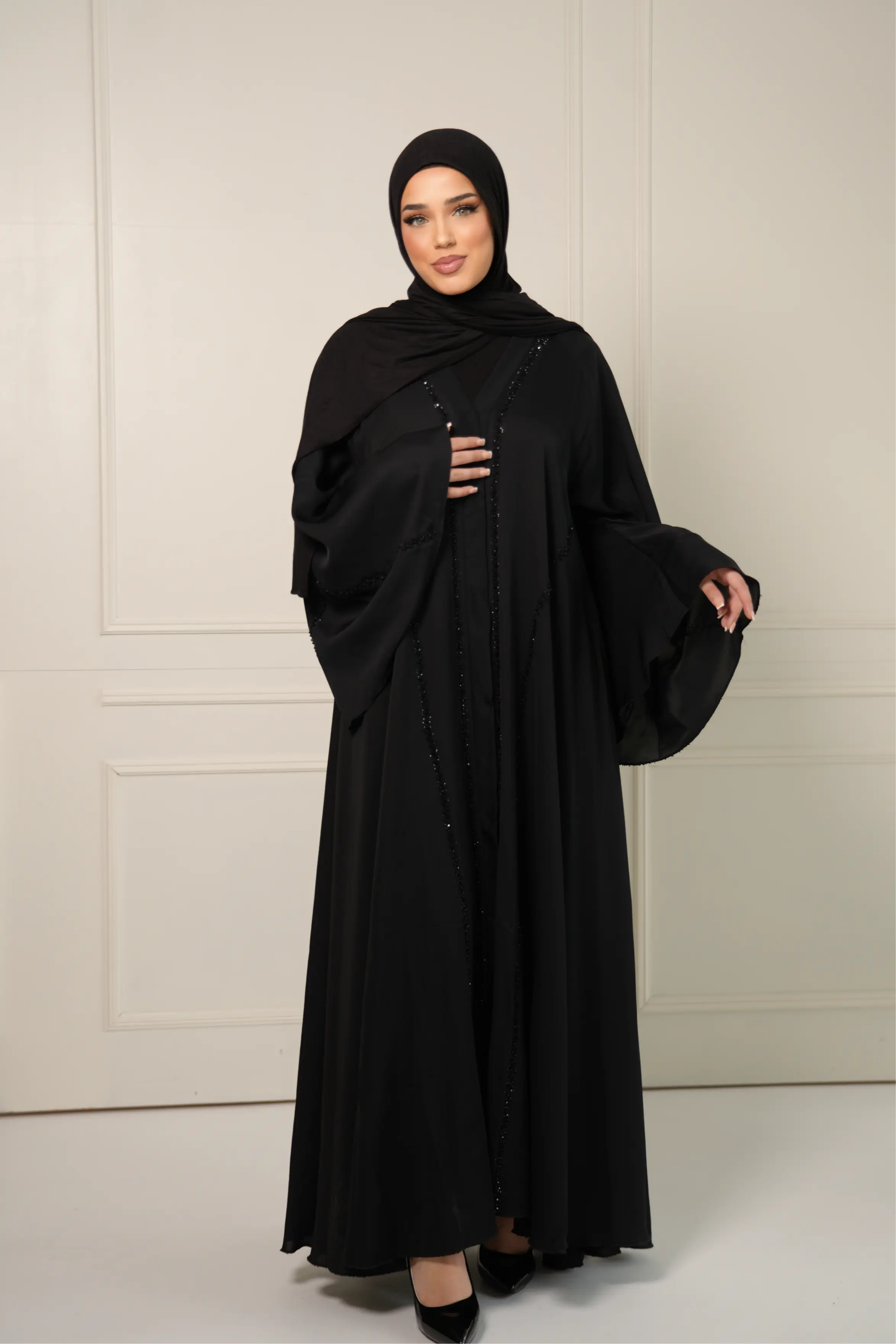 Classy Emirati Abaya - black Losyana.Shop