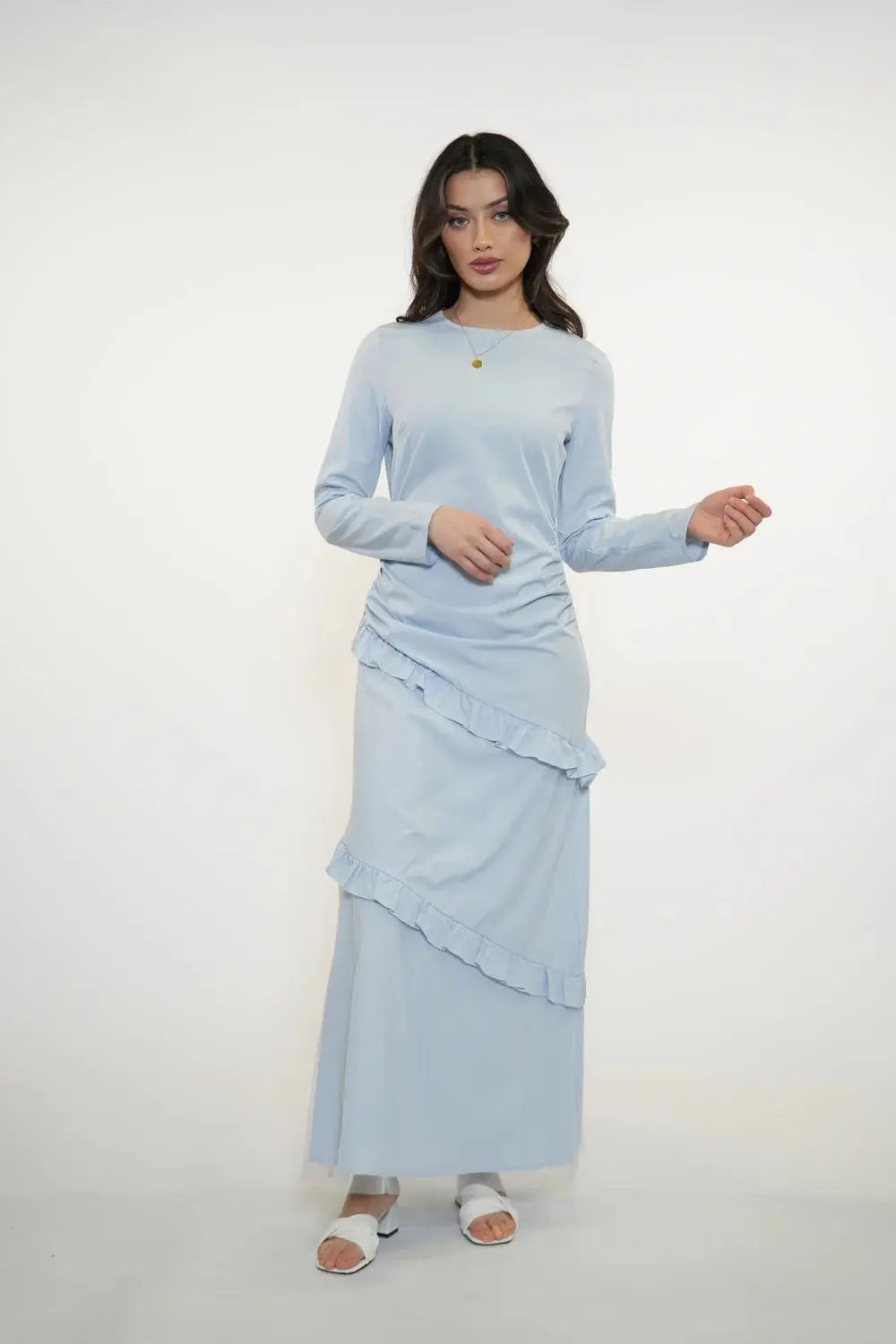 ROMANCE RUFFLE DRESS - CAPRI SKY Losyana.nl