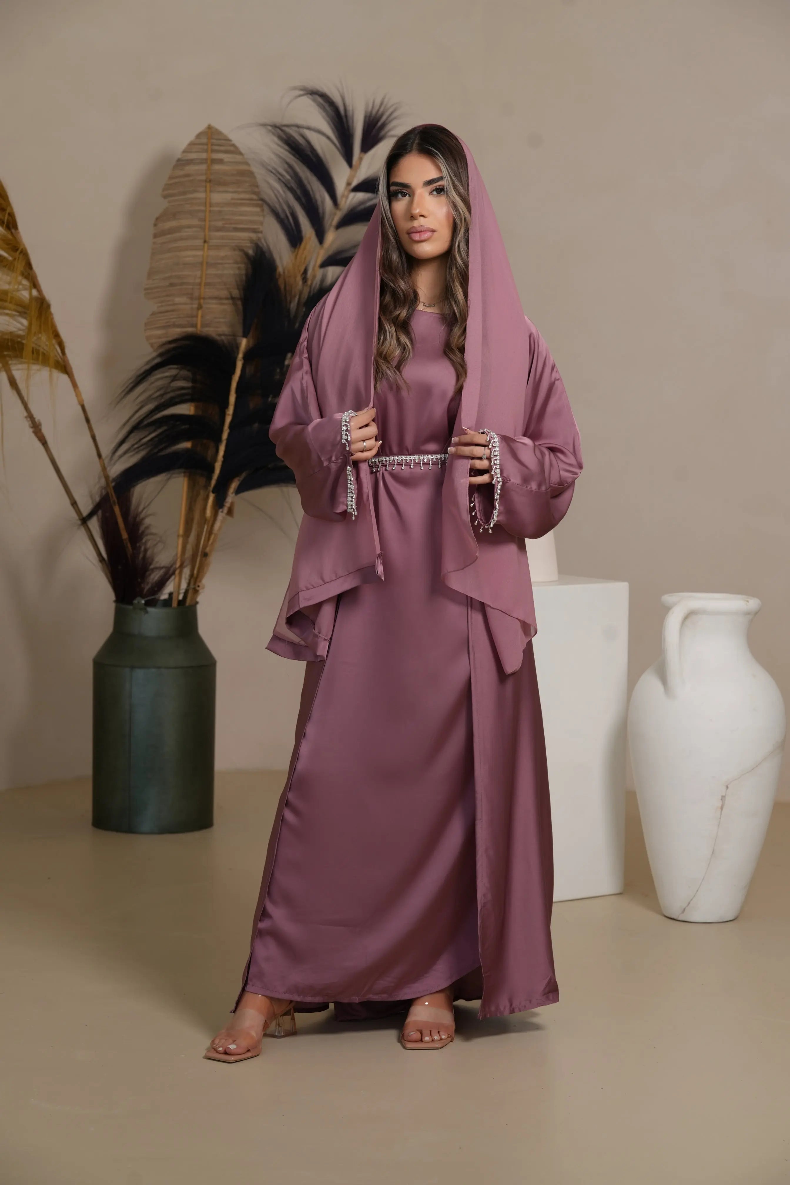 DXB Zara Abaya - Dark purple Losyana.Shop