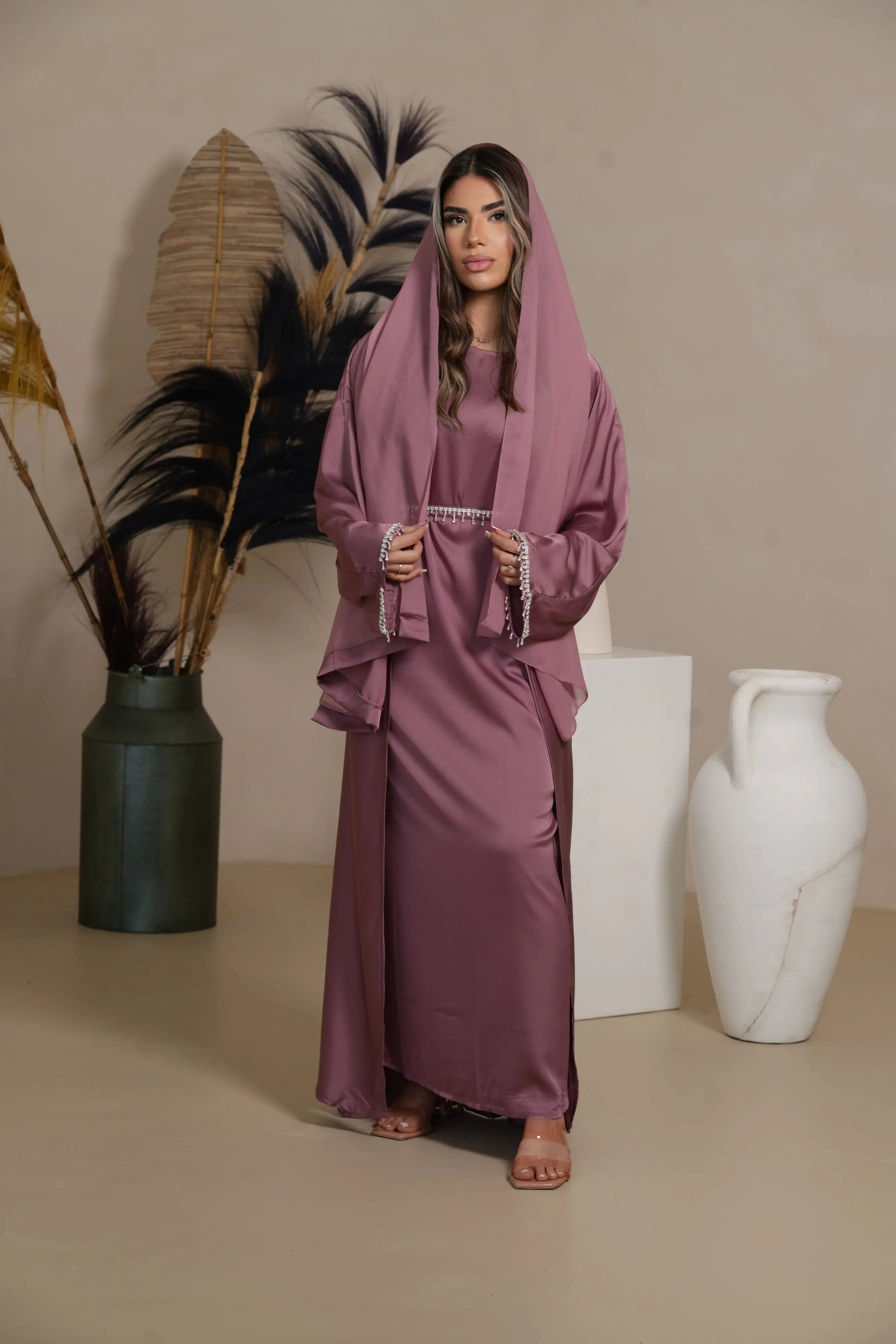 DXB Zara Abaya - Dark purple Losyana.Shop