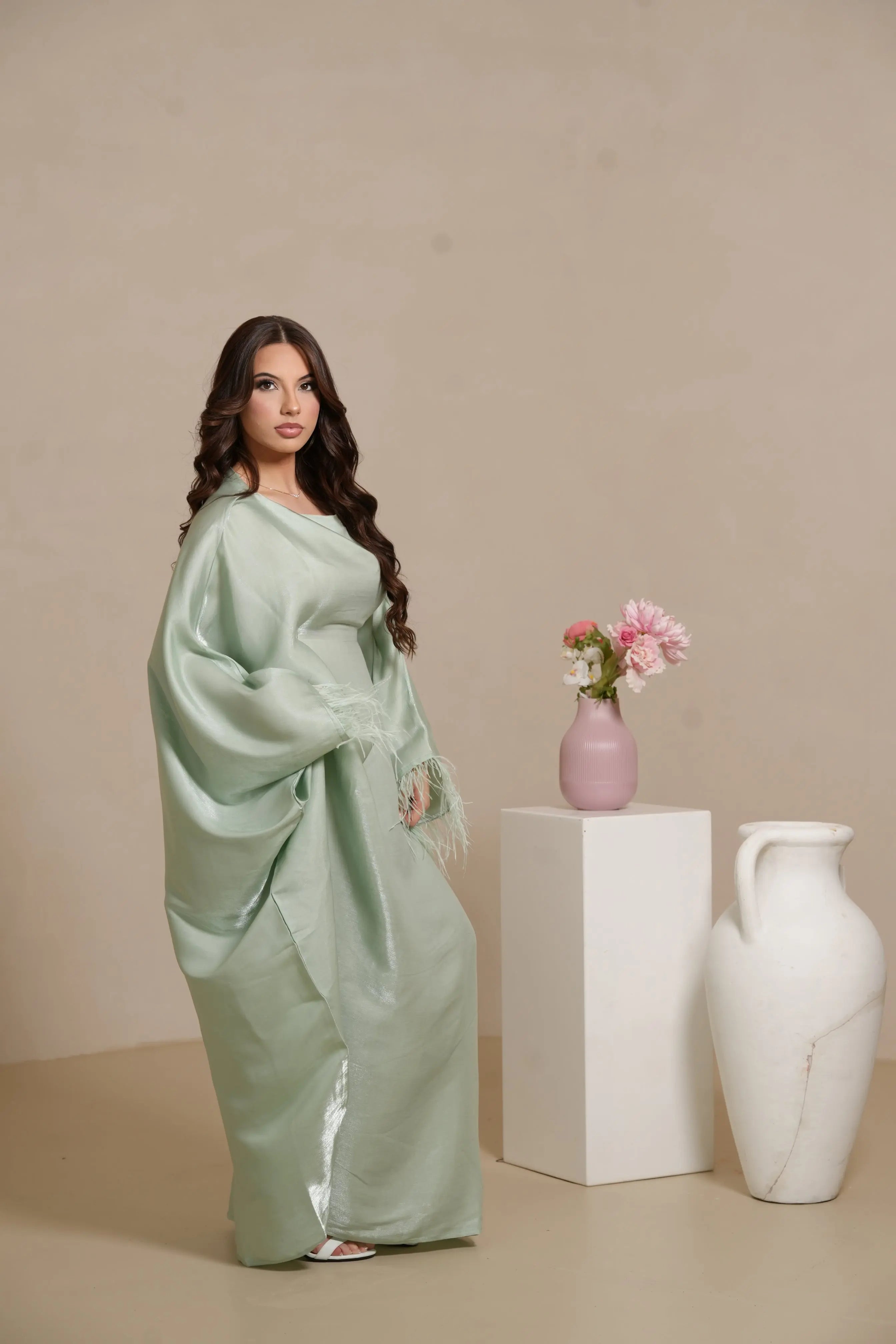 DXB Farasha Abaya - pistachio Losyana.Shop