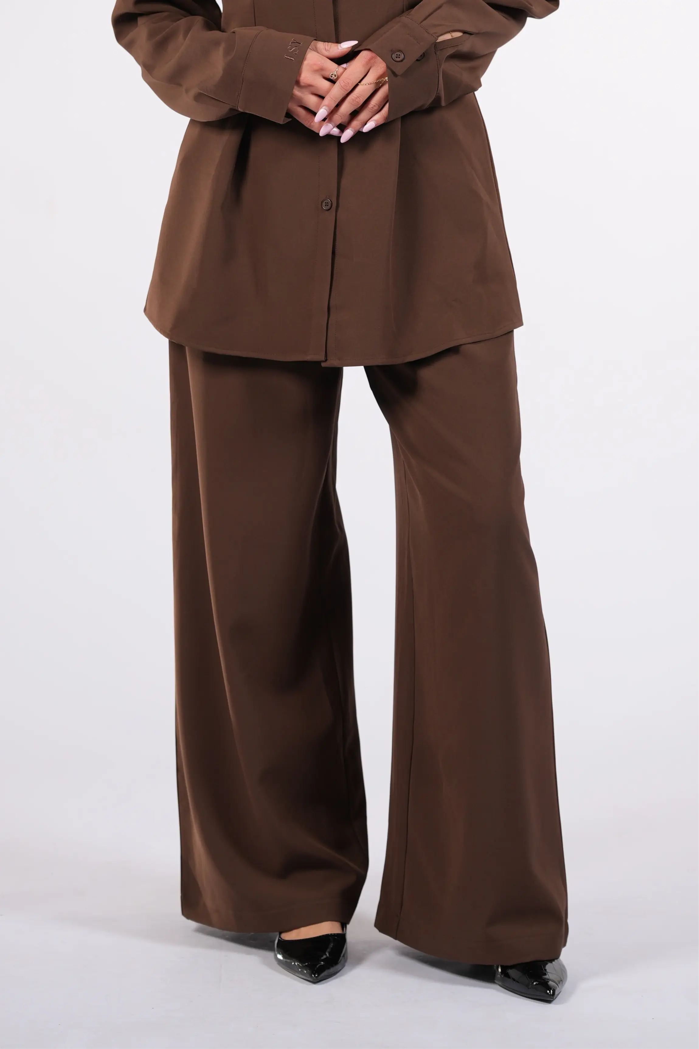 wide leg pants - espresso Losyana.Shop