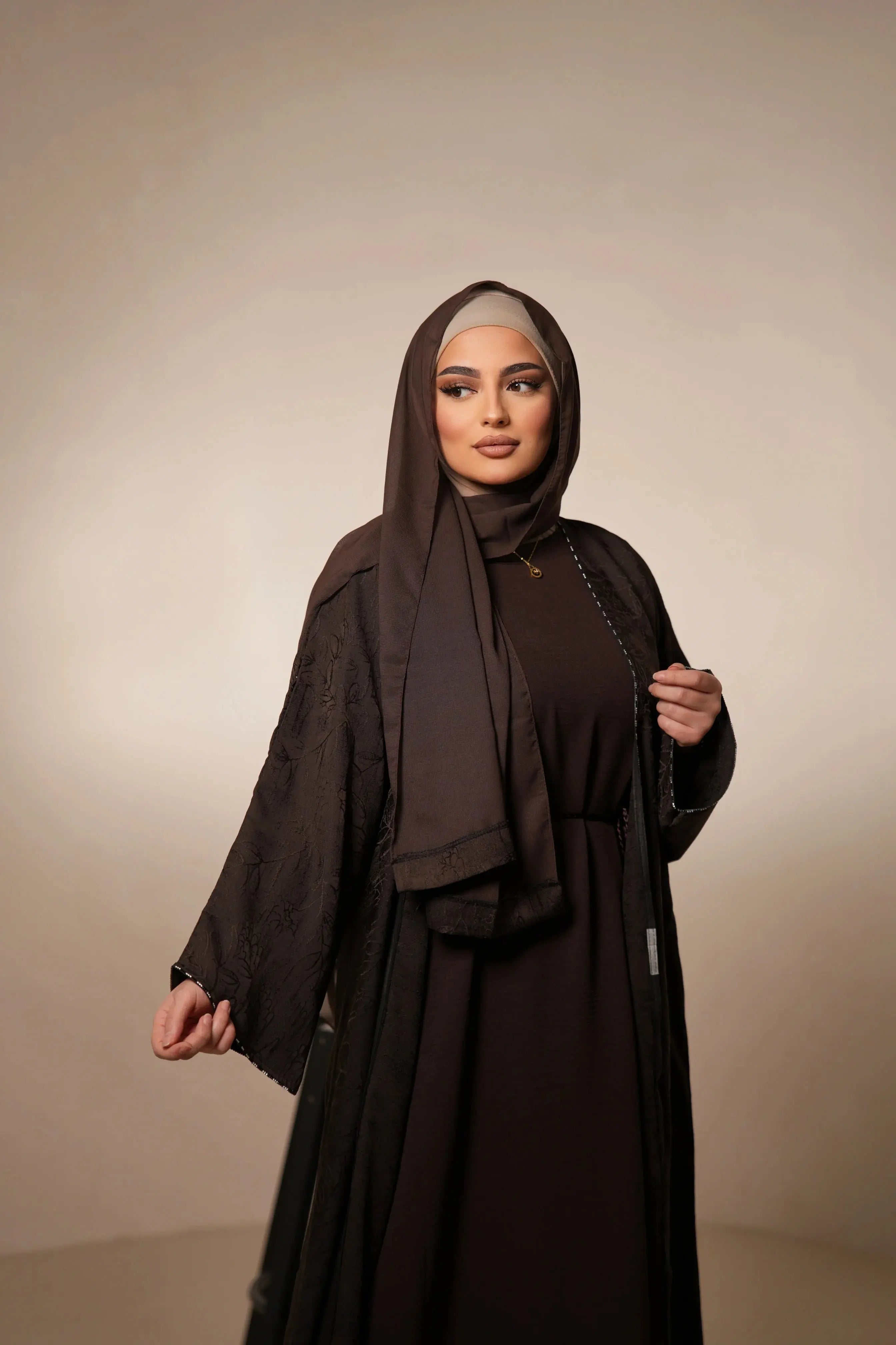 Emirate abaya - dark brown 2 Losyana.Shop