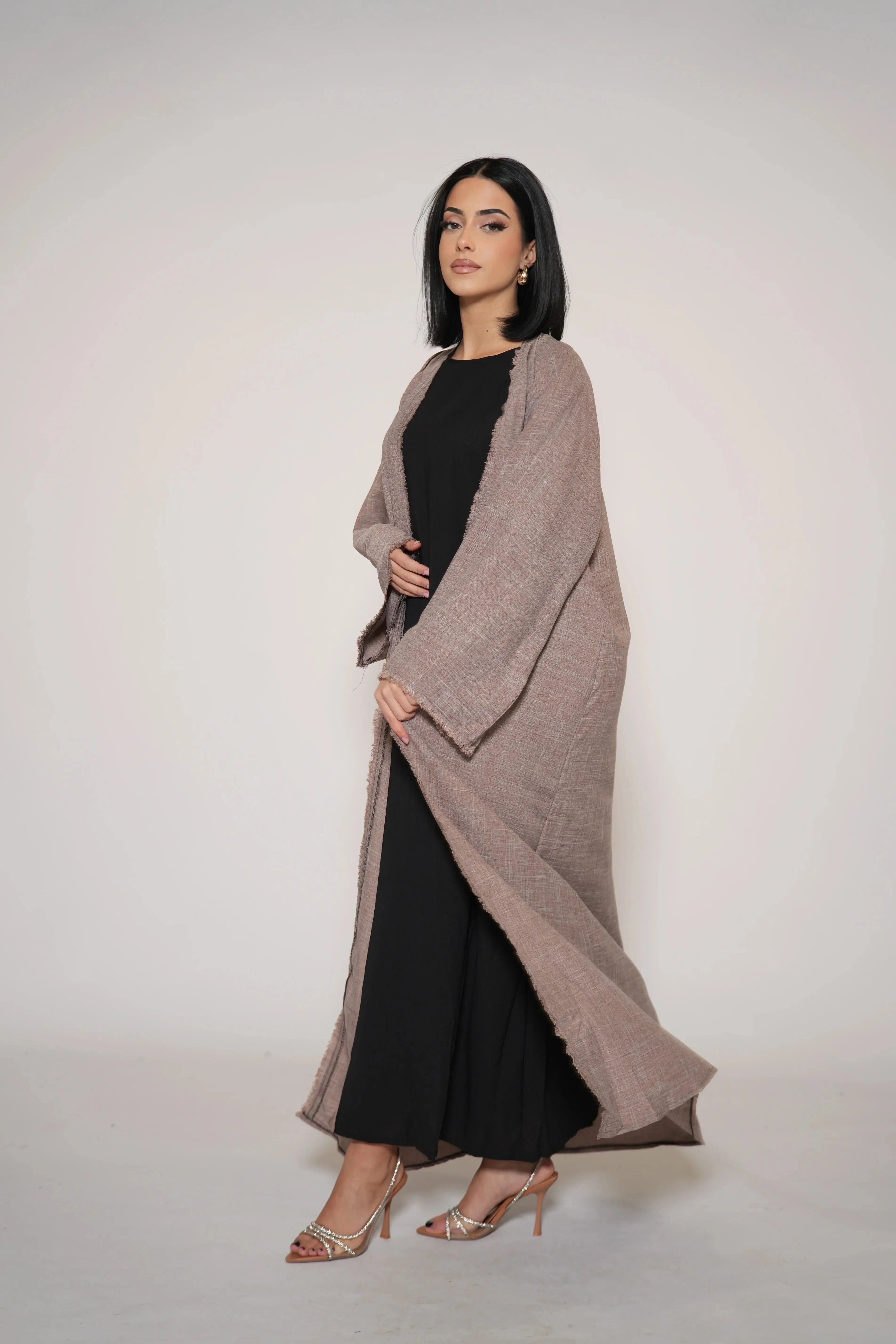 Fringles Linen Abaya - Rose Taupe Losyana.Shop