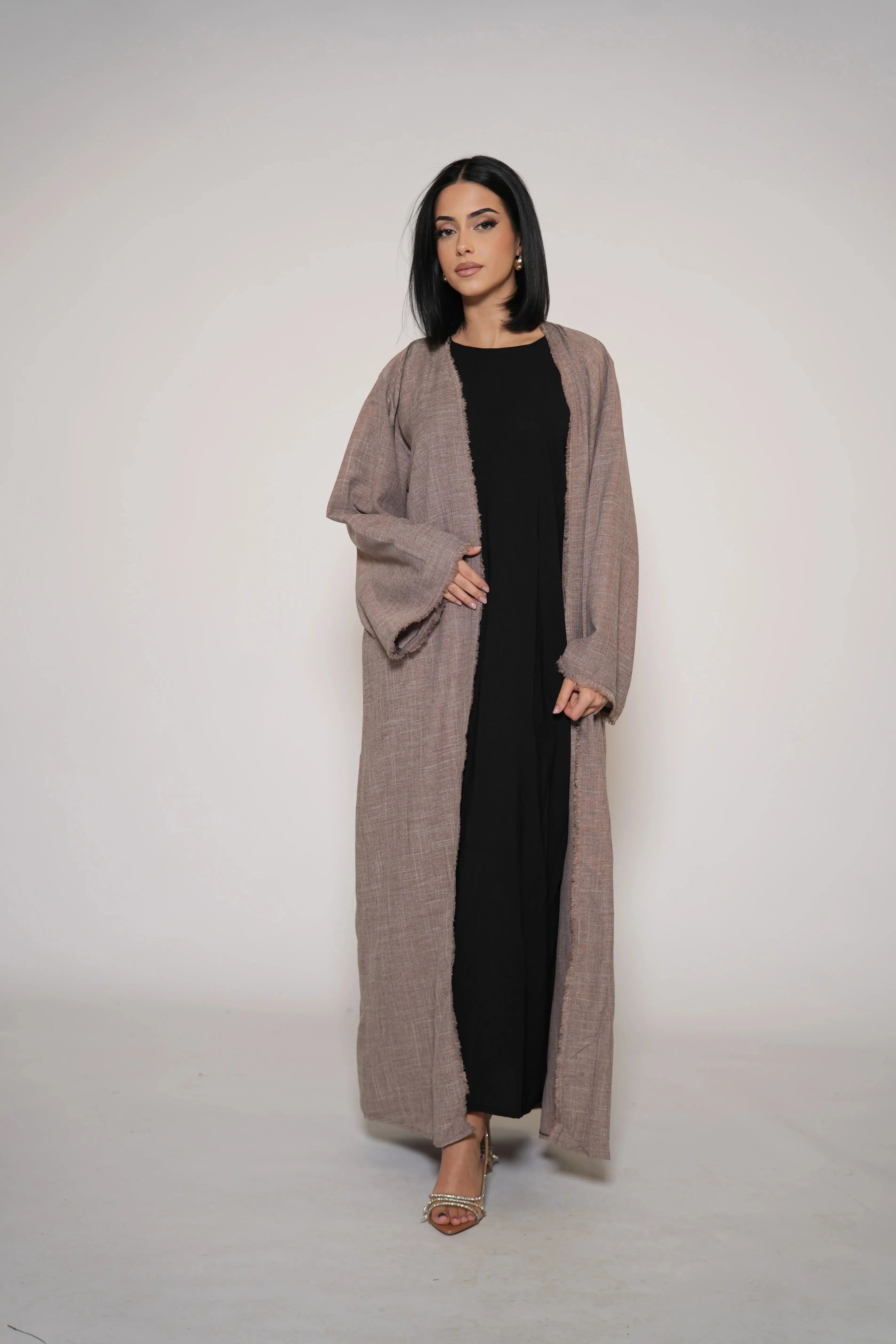 Fringles Linen Abaya - Rose Taupe Losyana.Shop