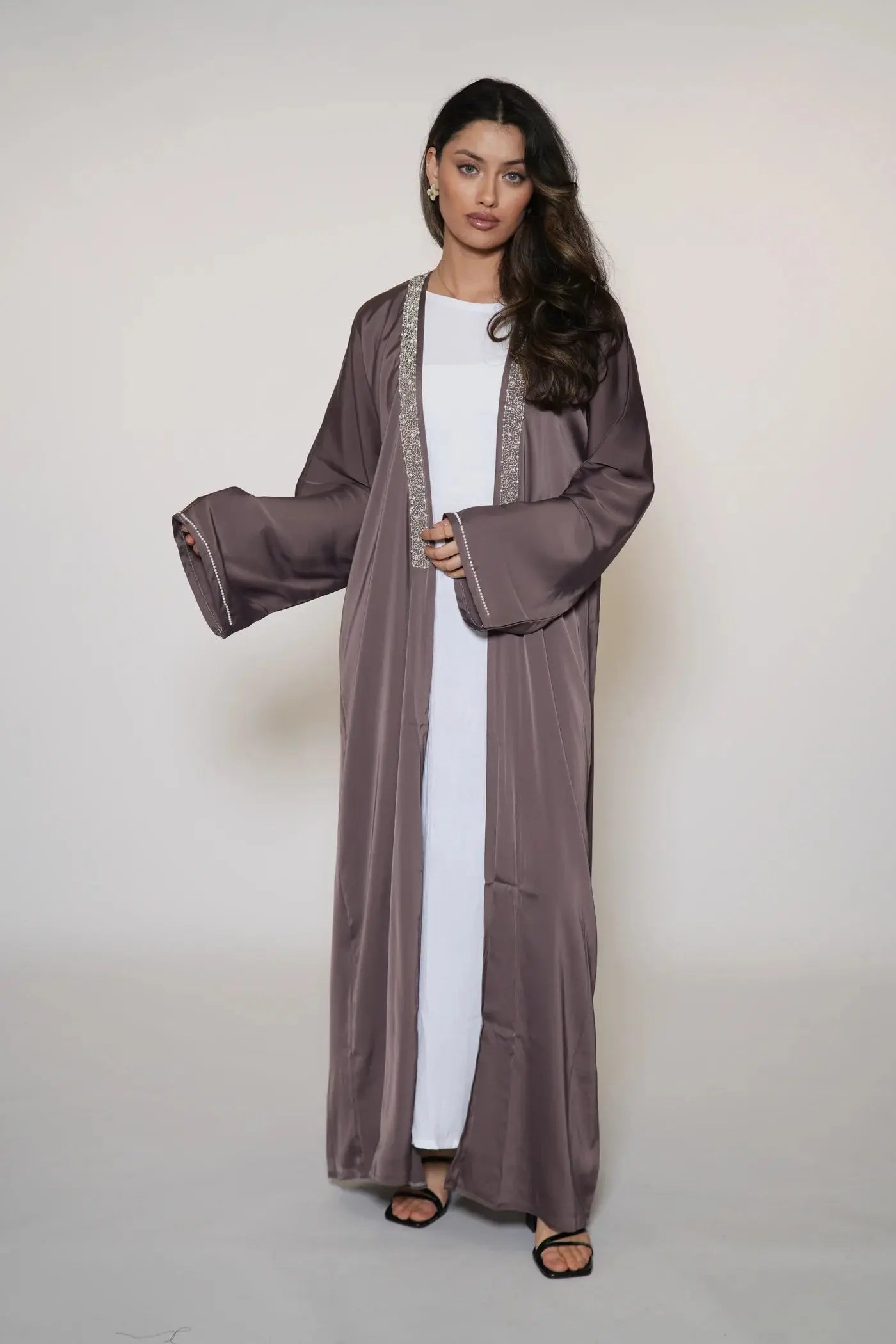 Pearl Stroke Abaya - Dark Purple Losyana.Shop
